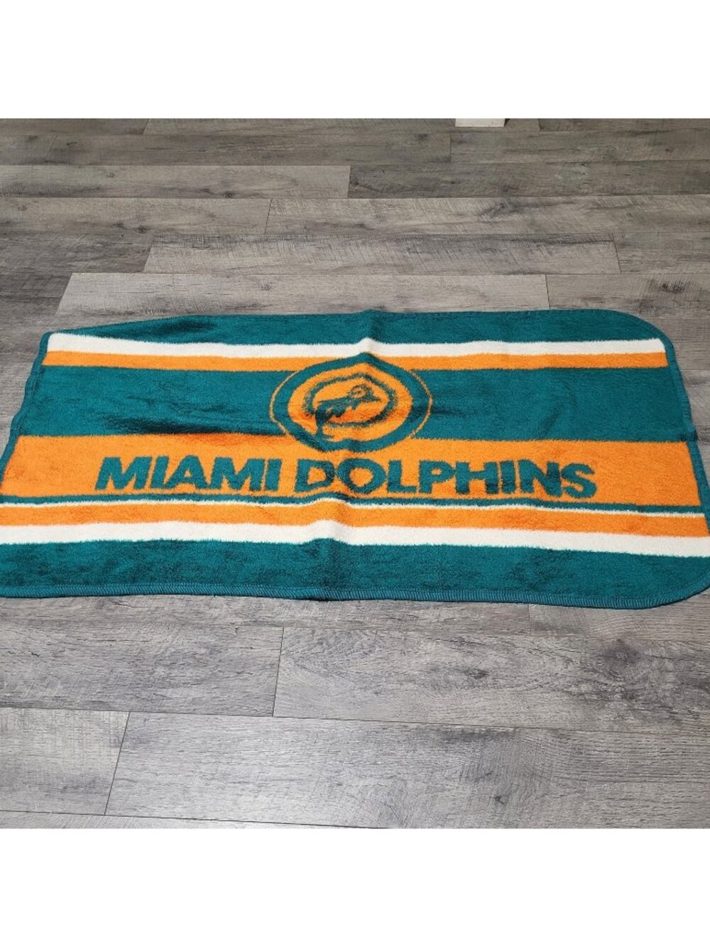 Vintage San Marcos Miami Dolphins Retro 80s Fleece NFL Stadium Throw Blanket